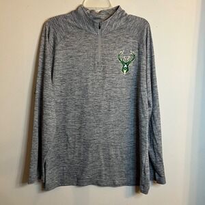 Milwaukee Bucks NBA Men's Size XL Gray‎ Quarter Zip Pullover EUC